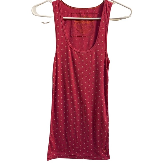 2/$12 American Eagle Pink with White Polka Dot Tank Top - Picture 1 of 5